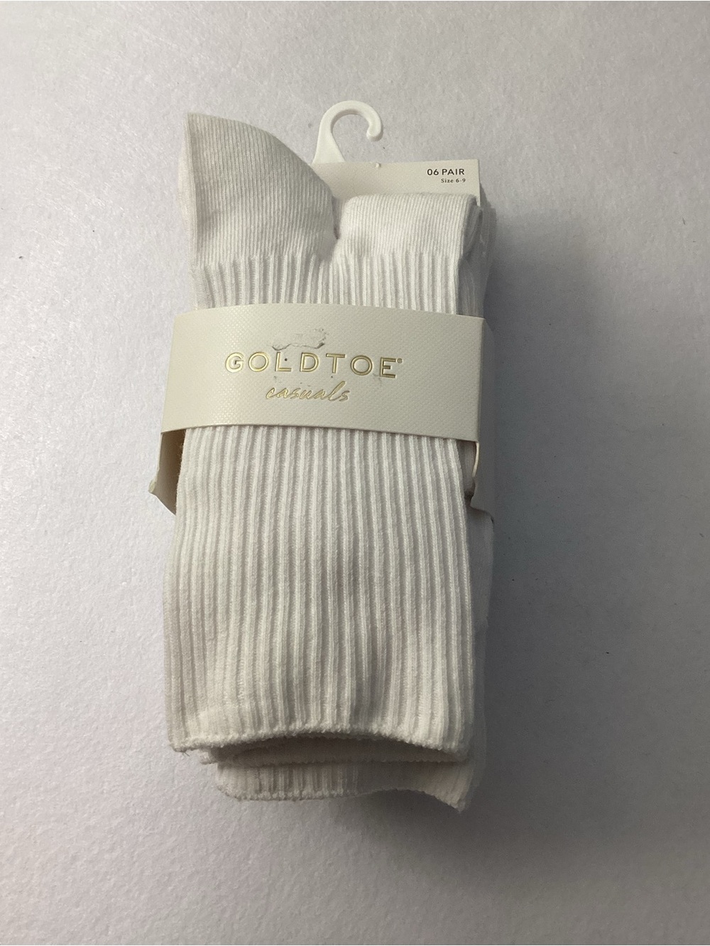 Gold Toe White Casual Ribbed Crew Socks - 6 Pair
